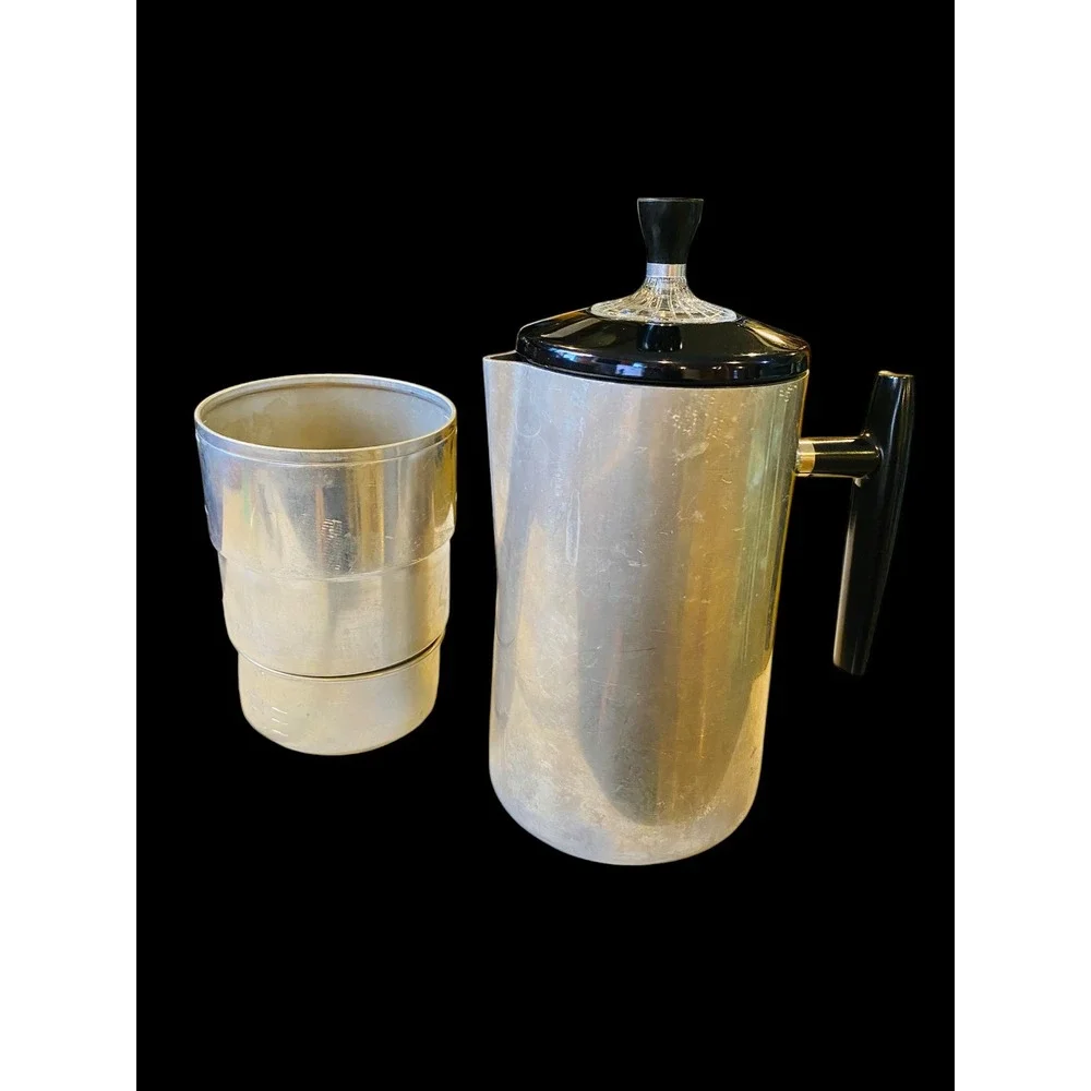 Vintage Wear-Ever Aluminum Coffee Percolator Stovetop Pot Mid Century Modern USA
